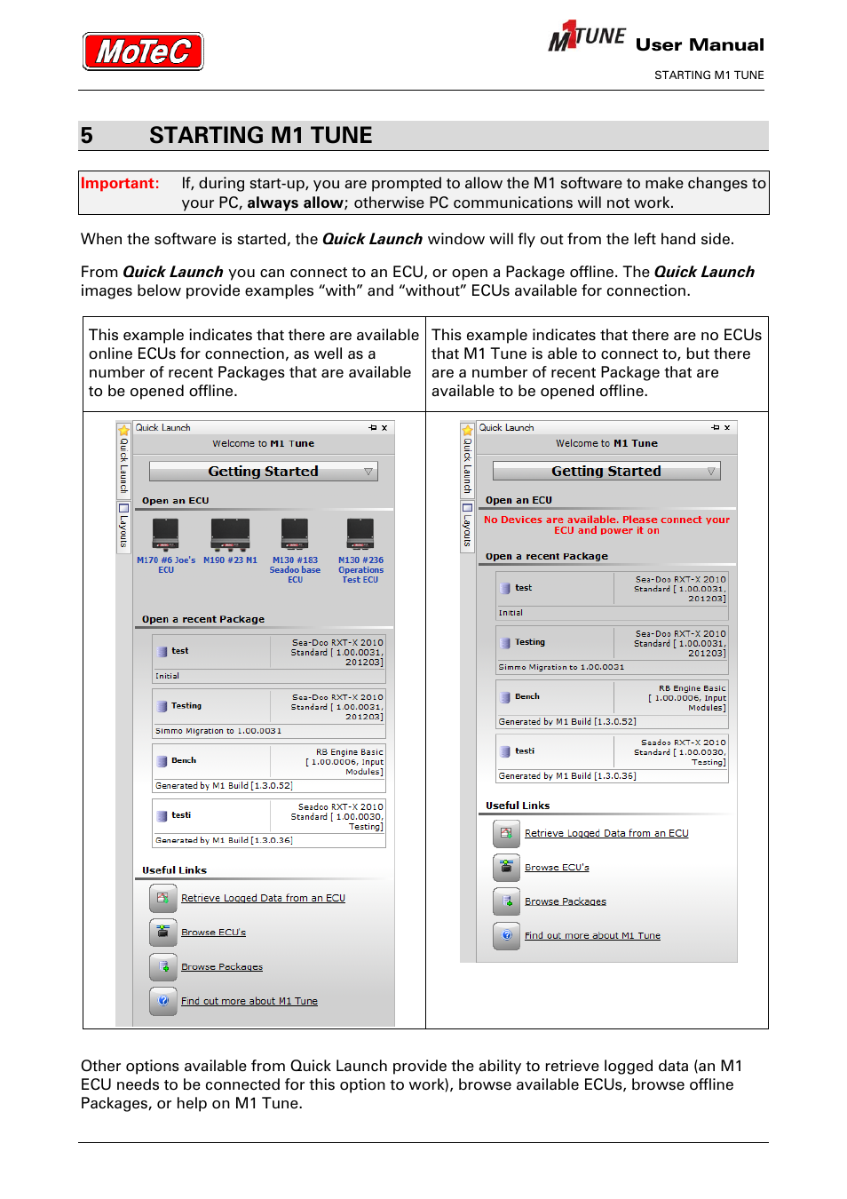 5starting m1 tune | MoTeC M1 Tune User Manual User Manual | Page 13 / 77