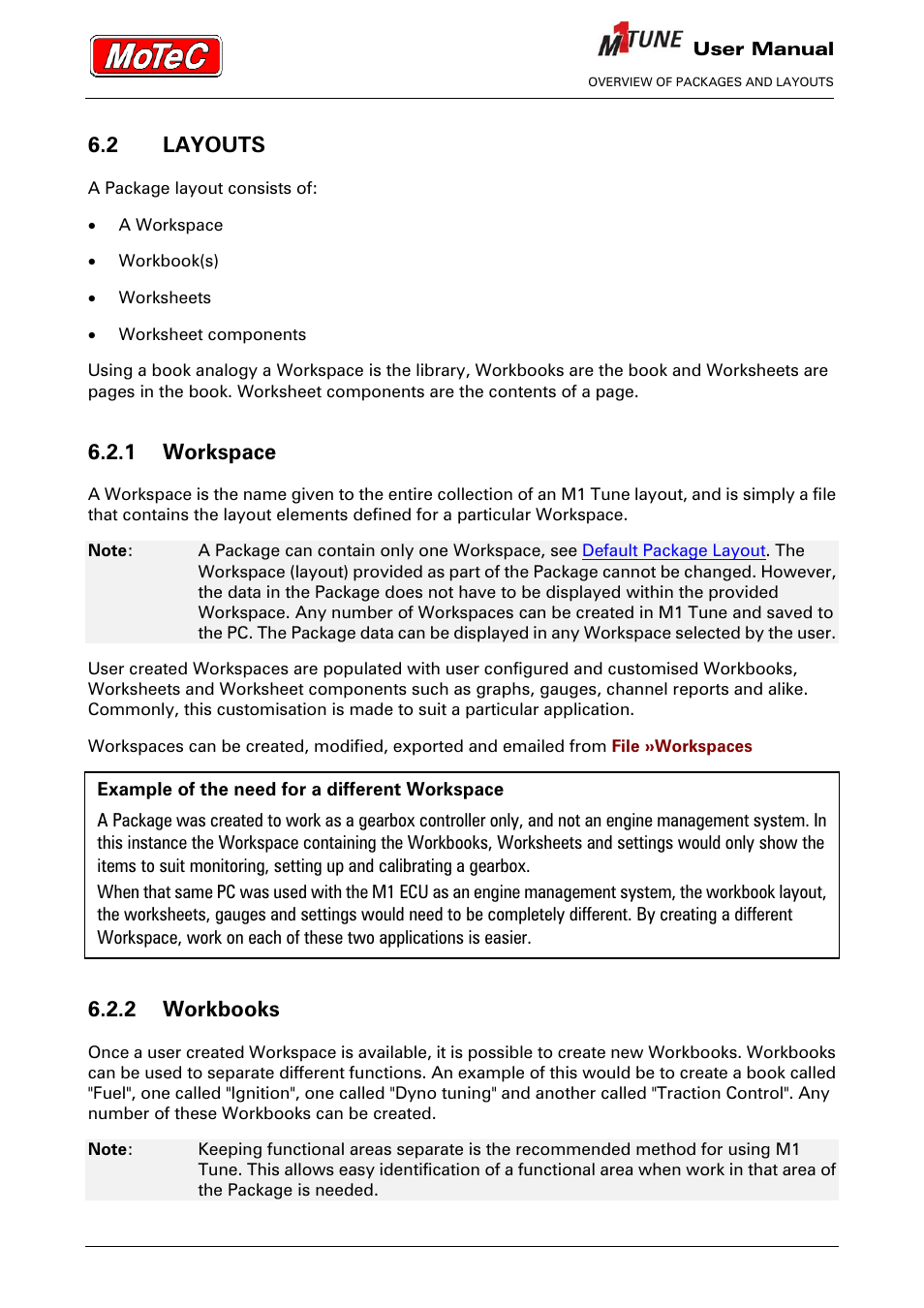 2 layouts, 1 workspace, 2 workbooks | MoTeC M1 Tune User Manual User Manual | Page 15 / 77