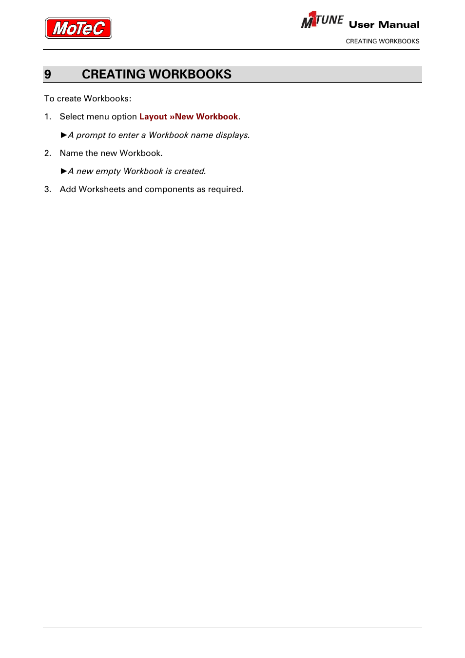 9creating workbooks | MoTeC M1 Tune User Manual User Manual | Page 24 / 77