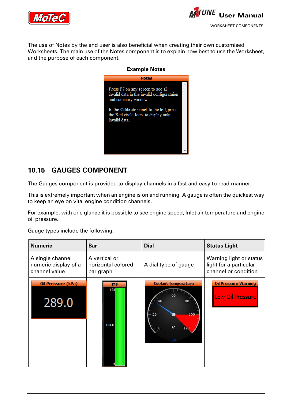 15 gauges component | MoTeC M1 Tune User Manual User Manual | Page 44 / 77