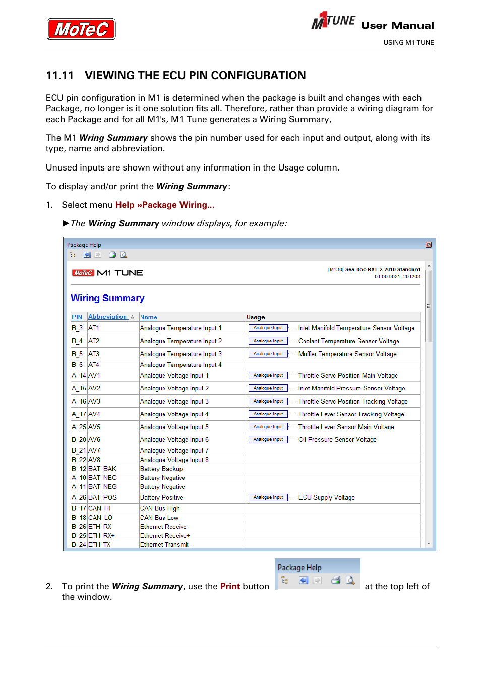 11 viewing the ecu pin configuration | MoTeC M1 Tune User Manual User Manual | Page 57 / 77