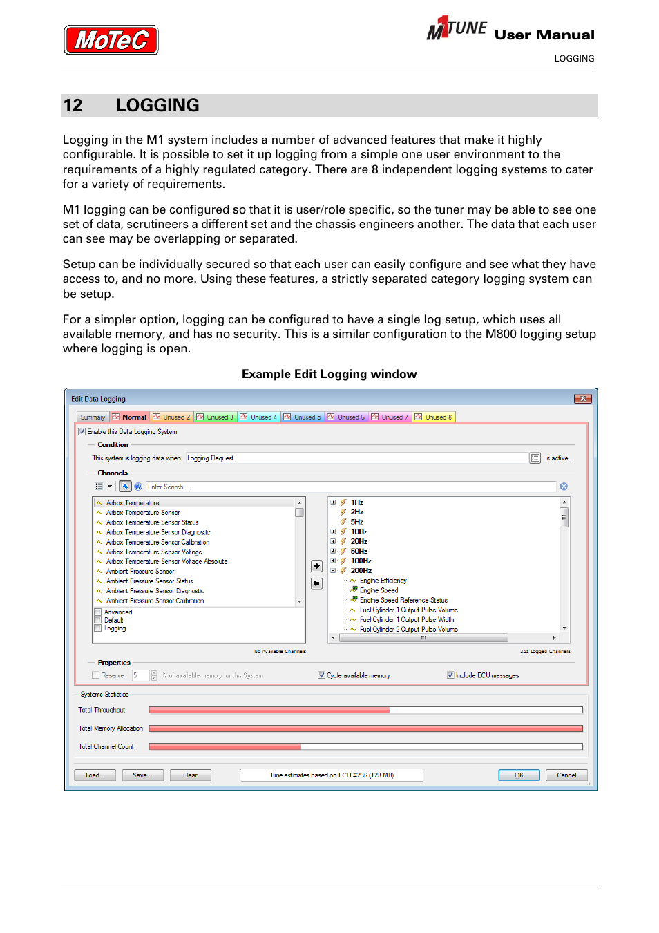 12 logging | MoTeC M1 Tune User Manual User Manual | Page 63 / 77