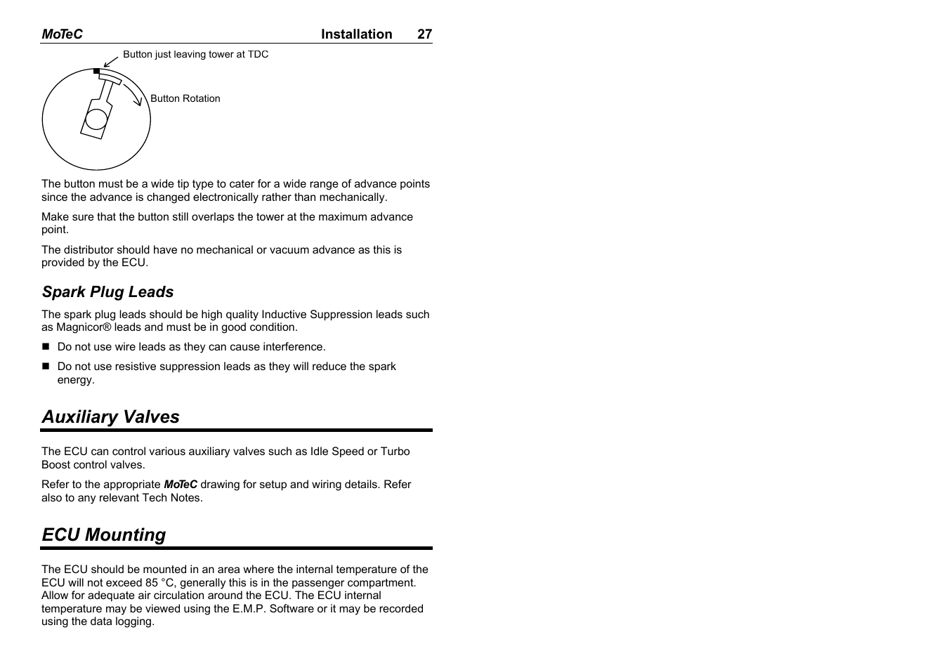 Auxiliary valves, Ecu mounting | MoTeC M8 User Manual | Page 29 / 63