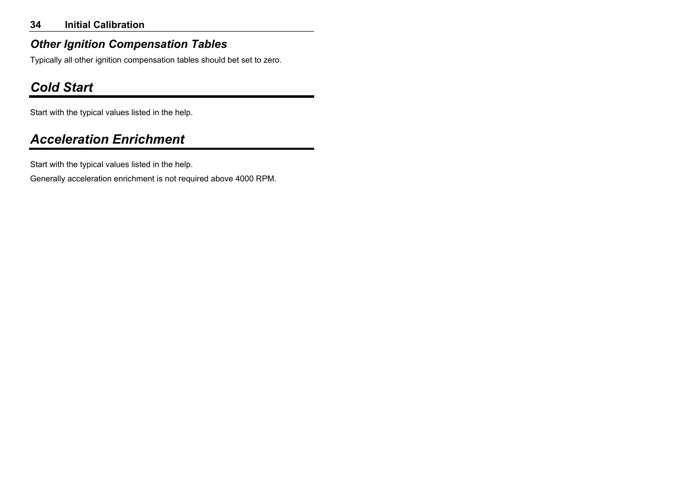 Cold start, Acceleration enrichment | MoTeC M8 User Manual | Page 36 / 63