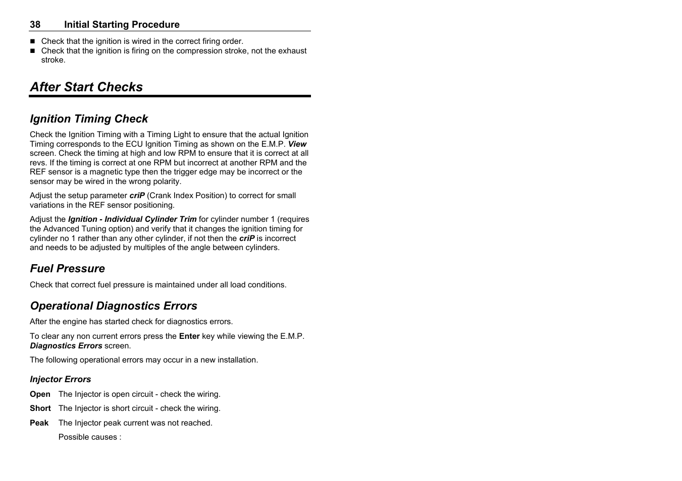 After start checks | MoTeC M8 User Manual | Page 40 / 63