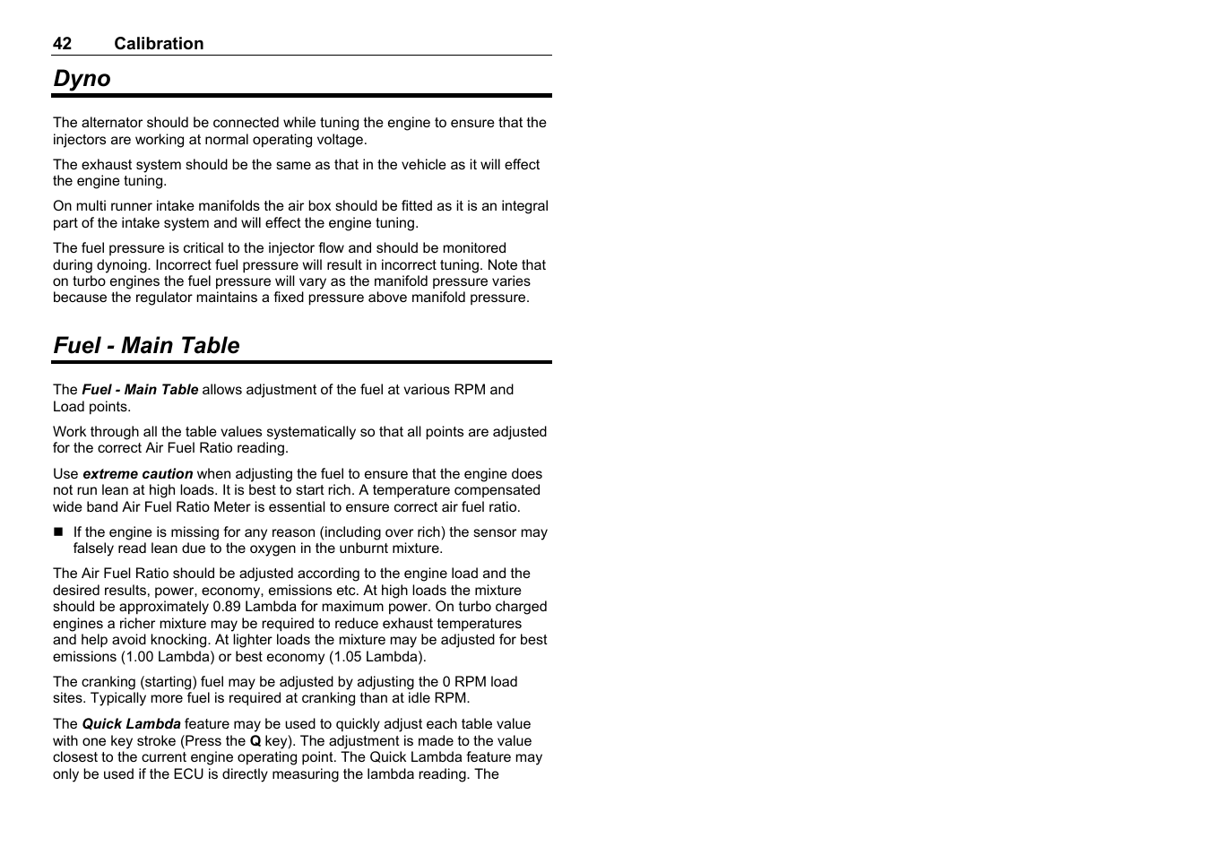 Dyno, Fuel - main table | MoTeC M8 User Manual | Page 44 / 63