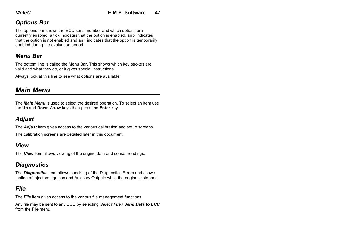 Main menu | MoTeC M8 User Manual | Page 49 / 63
