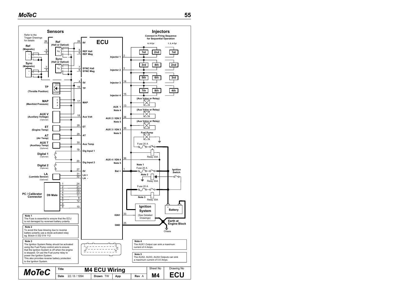 Ec mot, Motec 55, M4 ecu wiring | MoTeC M8 User Manual | Page 57 / 63