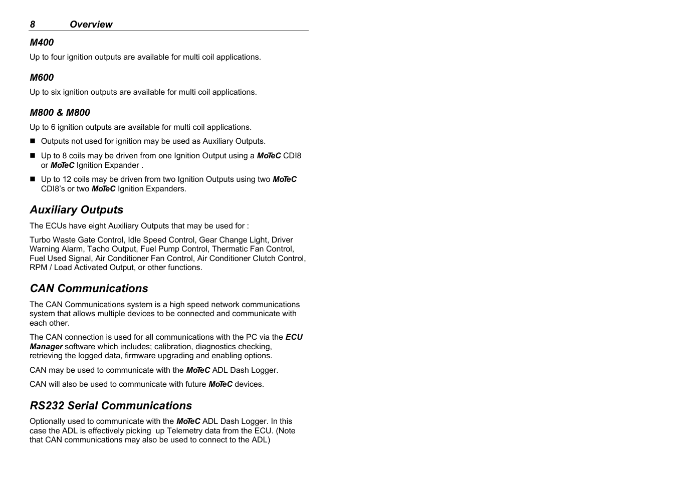 MoTeC M880 User Manual | Page 10 / 101