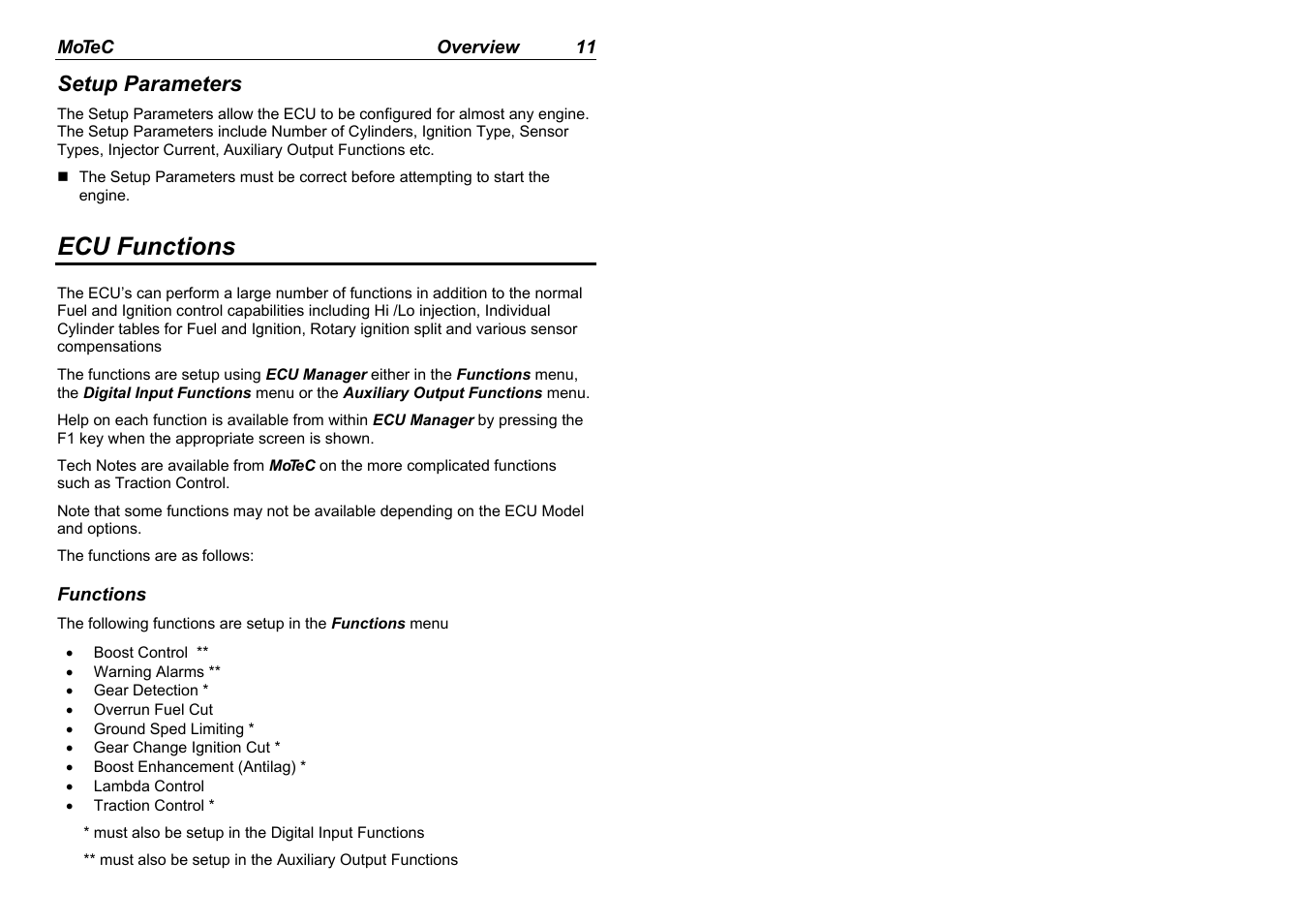 Ecu functions | MoTeC M880 User Manual | Page 13 / 101