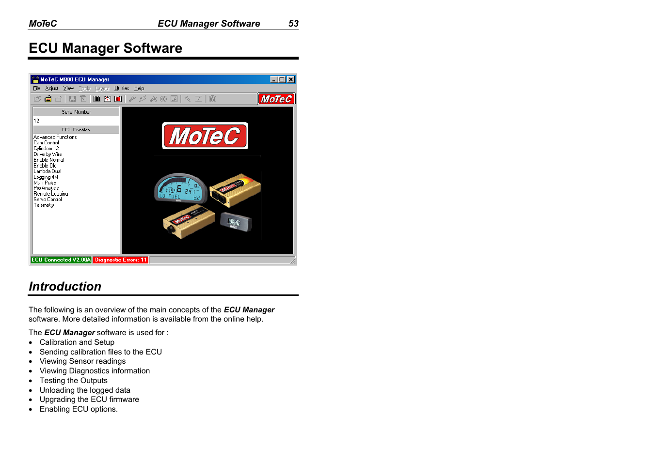 Ecu manager software, Introduction | MoTeC M880 User Manual | Page 55 / 101