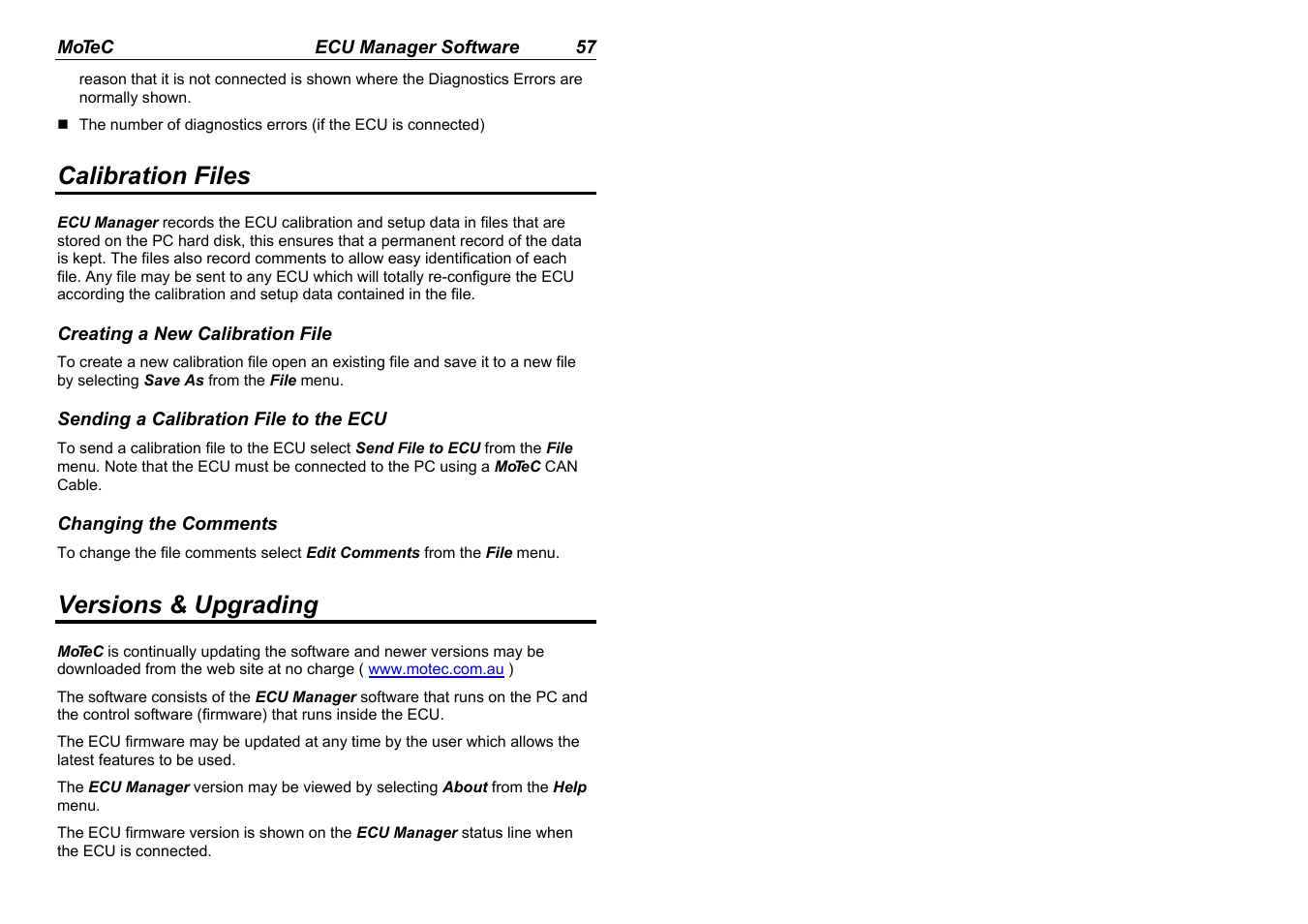 Calibration files, Versions & upgrading | MoTeC M880 User Manual | Page 59 / 101