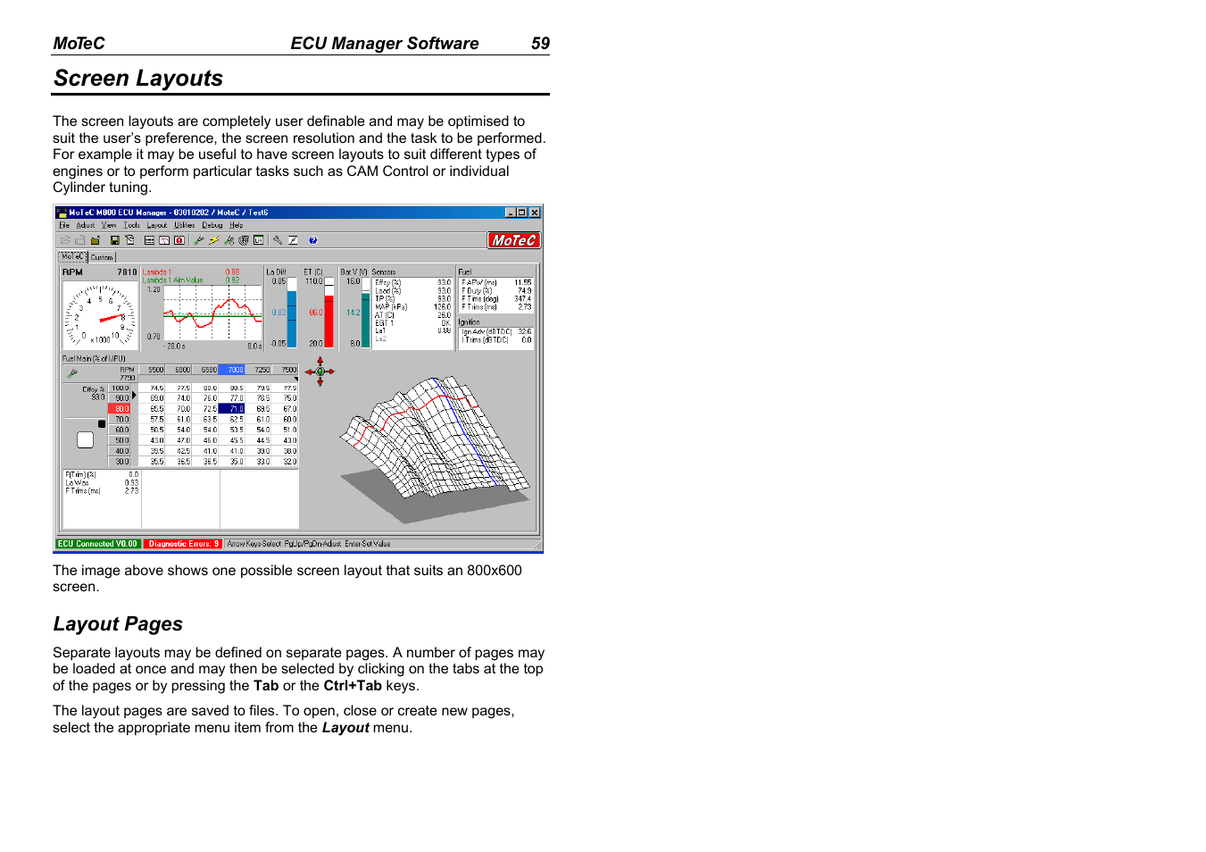 Screen layouts | MoTeC M880 User Manual | Page 61 / 101