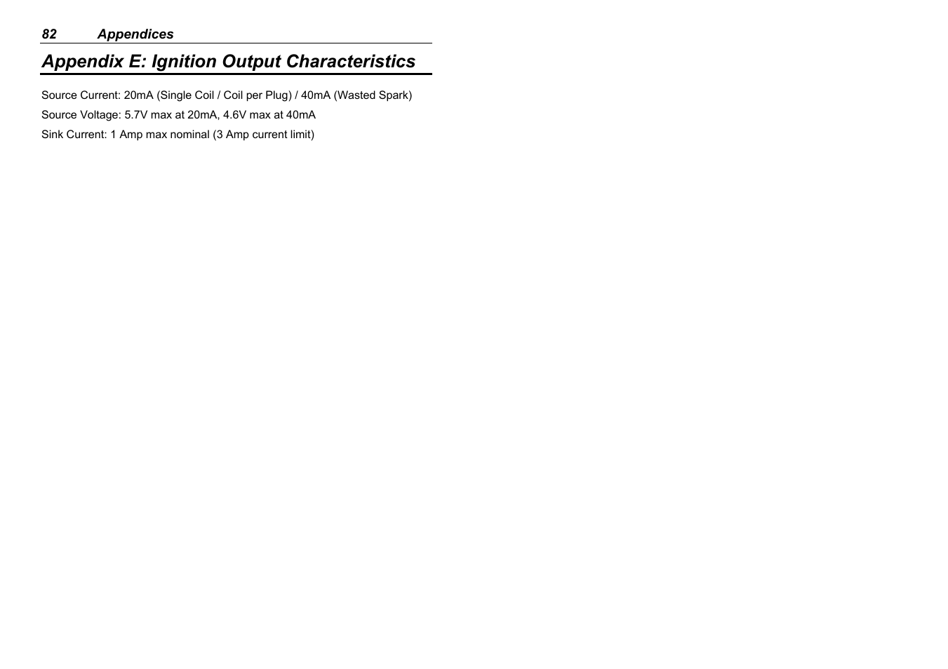 Appendix e: ignition output characteristics | MoTeC M880 User Manual | Page 84 / 101