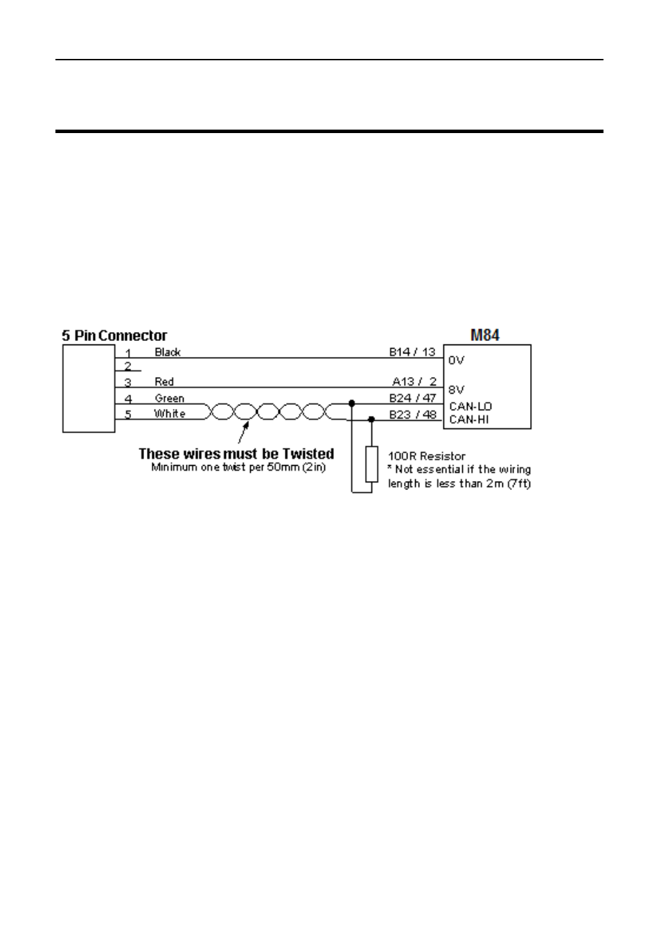 Appendix k: can bus wiring - single device, 5 pin connector type | MoTeC M84 User Manual | Page 80 / 86