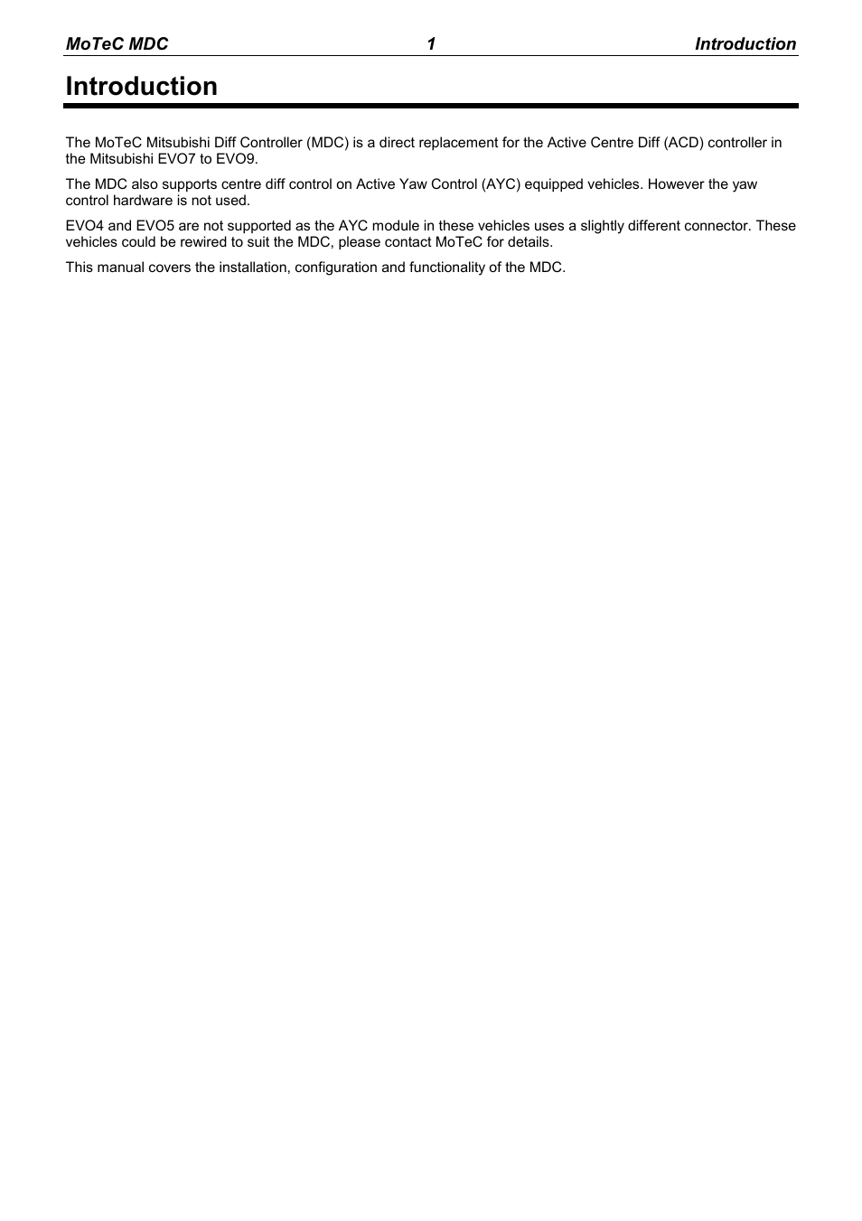 Introduction | MoTeC MDC User Manual | Page 3 / 22