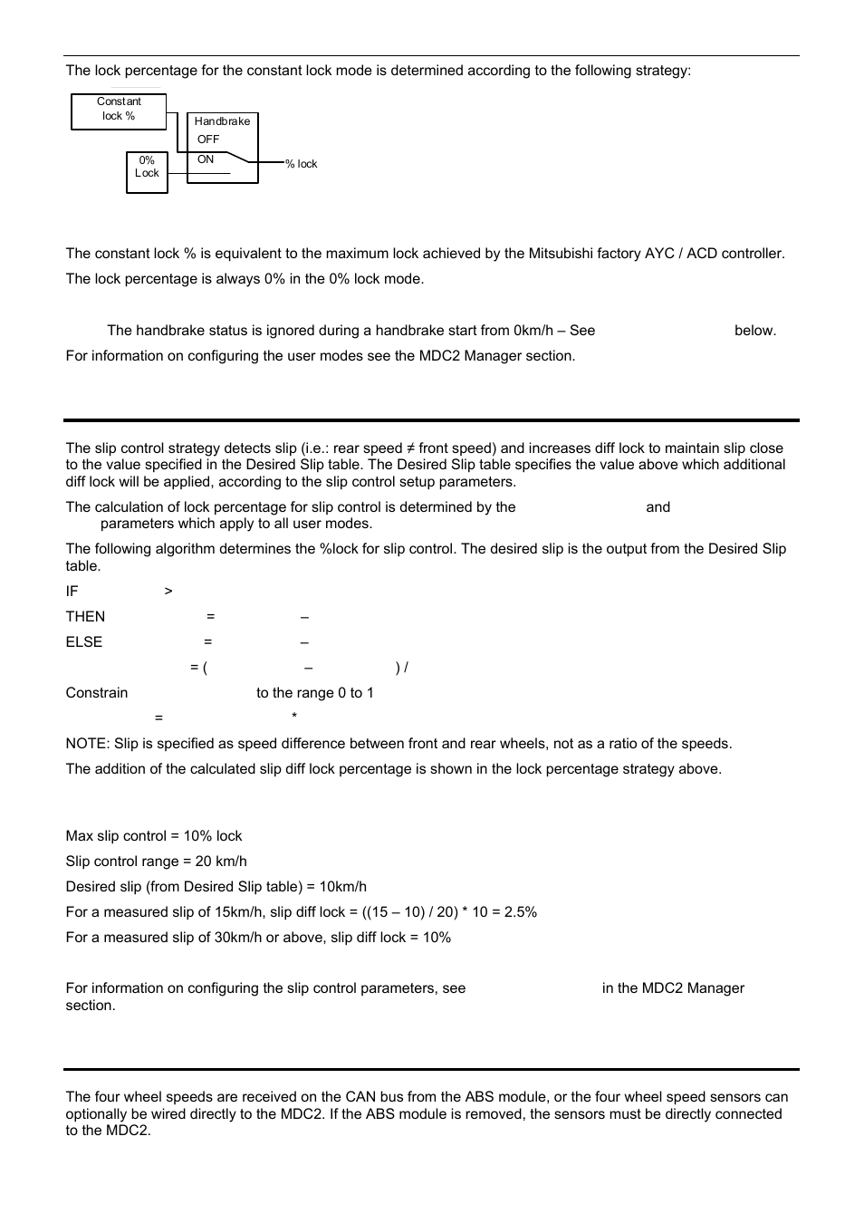 Slip control, Speed measurement, Slip control example | MoTeC MDC2 User Manual | Page 5 / 20