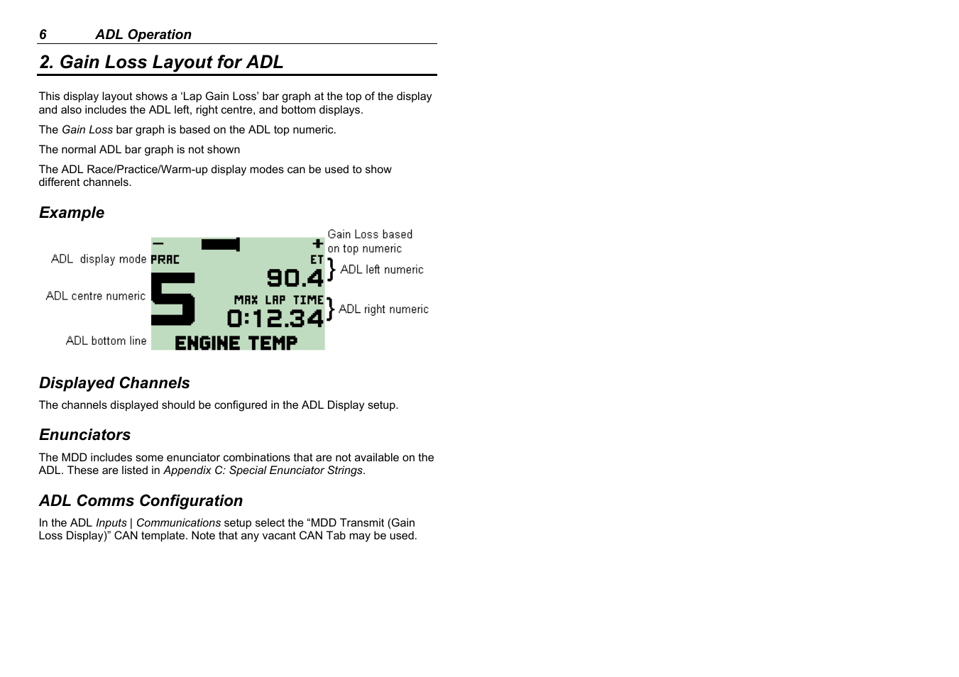 Gain loss layout for adl | MoTeC MDD User Manual | Page 8 / 48