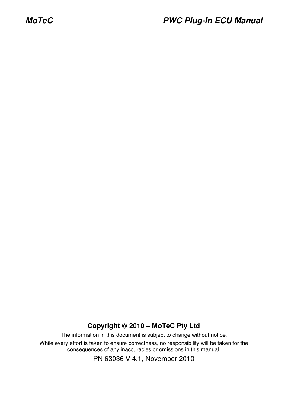 Motec pwc plug-in ecu manual | MoTeC PWC Plug-In ECU User Manual | Page 2 / 91