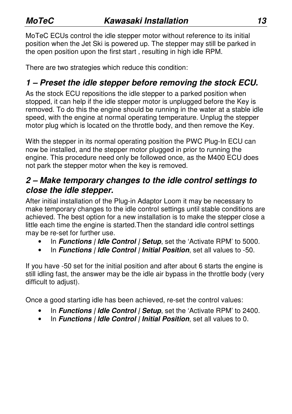 Motec kawasaki installation 13 | MoTeC PWC Plug-In ECU User Manual | Page 20 / 91