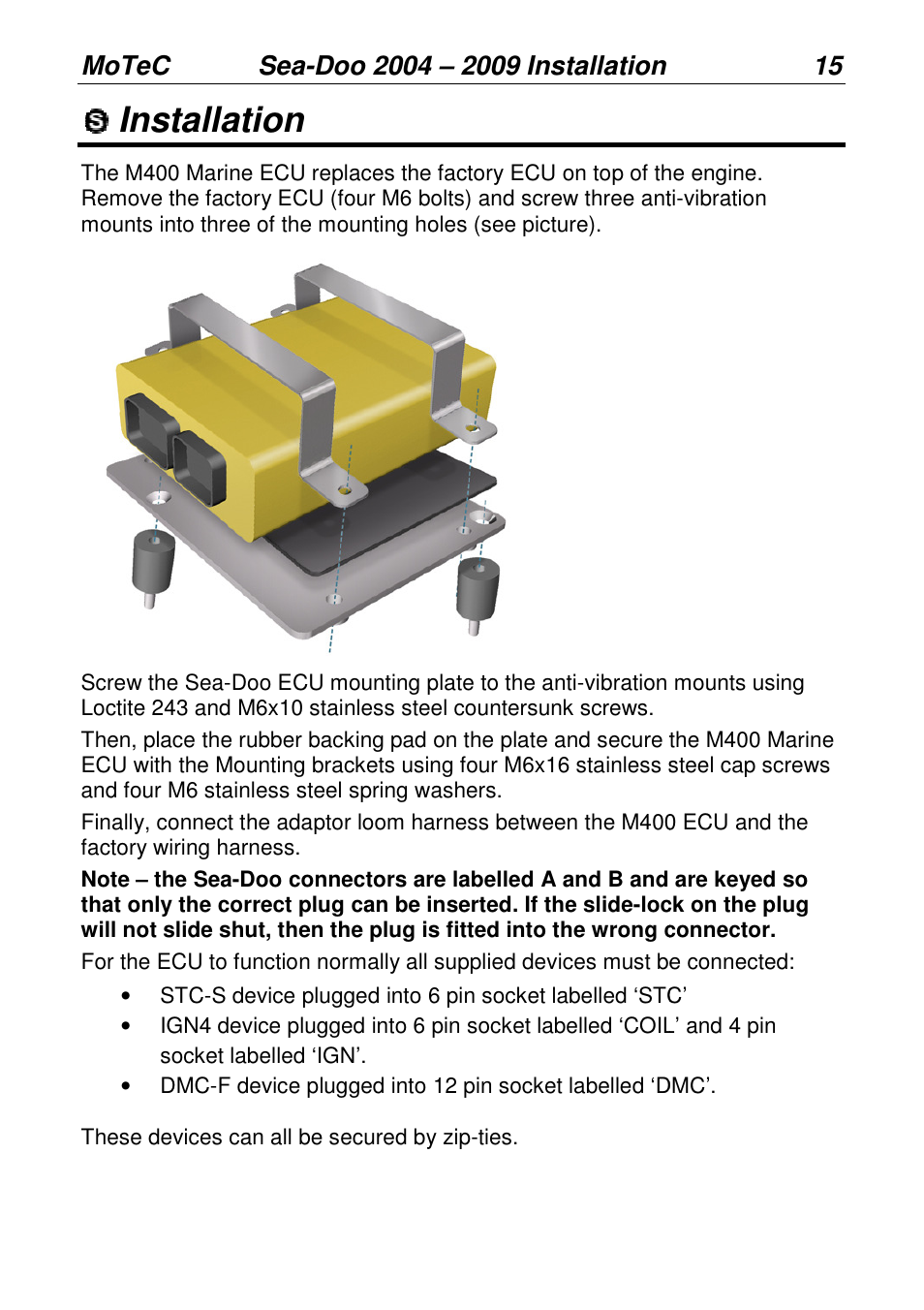 Installation | MoTeC PWC Plug-In ECU User Manual | Page 22 / 91