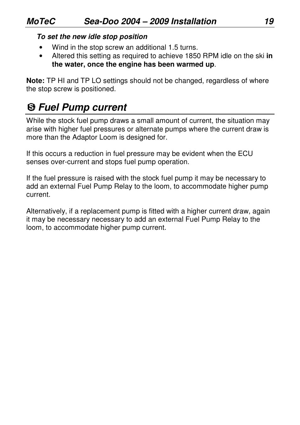 Fuel pump current | MoTeC PWC Plug-In ECU User Manual | Page 26 / 91
