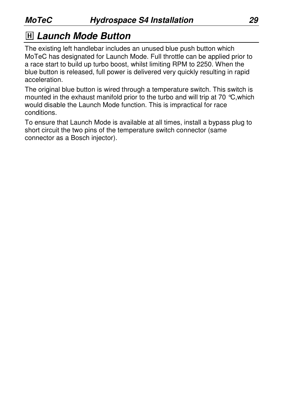 Launch mode button | MoTeC PWC Plug-In ECU User Manual | Page 36 / 91