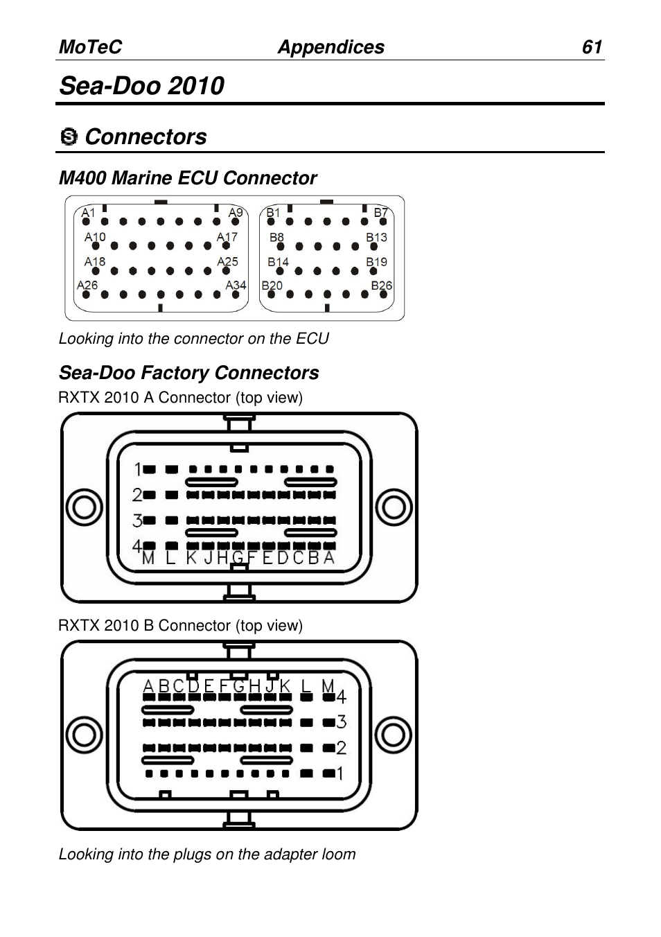 Sea-doo 2010, Connectors | MoTeC PWC Plug-In ECU User Manual | Page 68 / 91