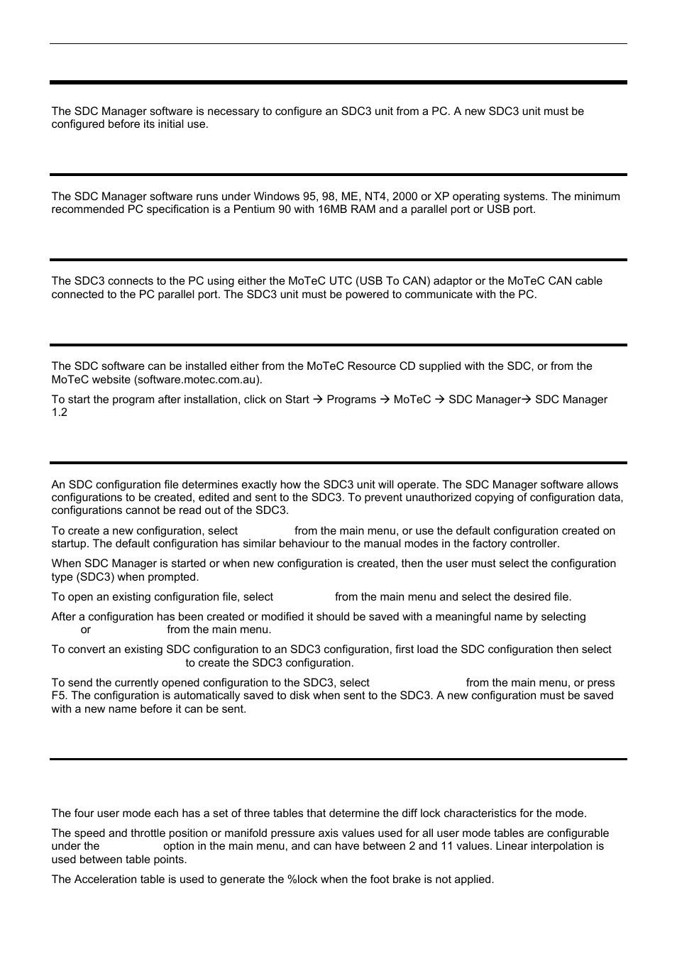 Sdc manager, Computer requirements, Connecting to a sdc3 | Installing sdc manager, Managing configurations, Changing configurations, User mode tables | MoTeC SDC3 User Manual | Page 10 / 24