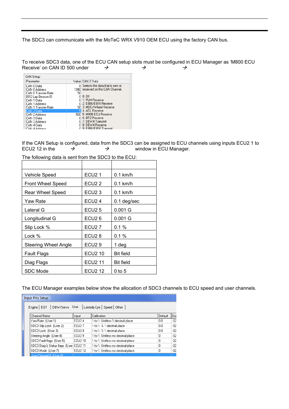 Appendix e – ecu communications, Receiving sdc3 data | MoTeC SDC3 User Manual | Page 21 / 24