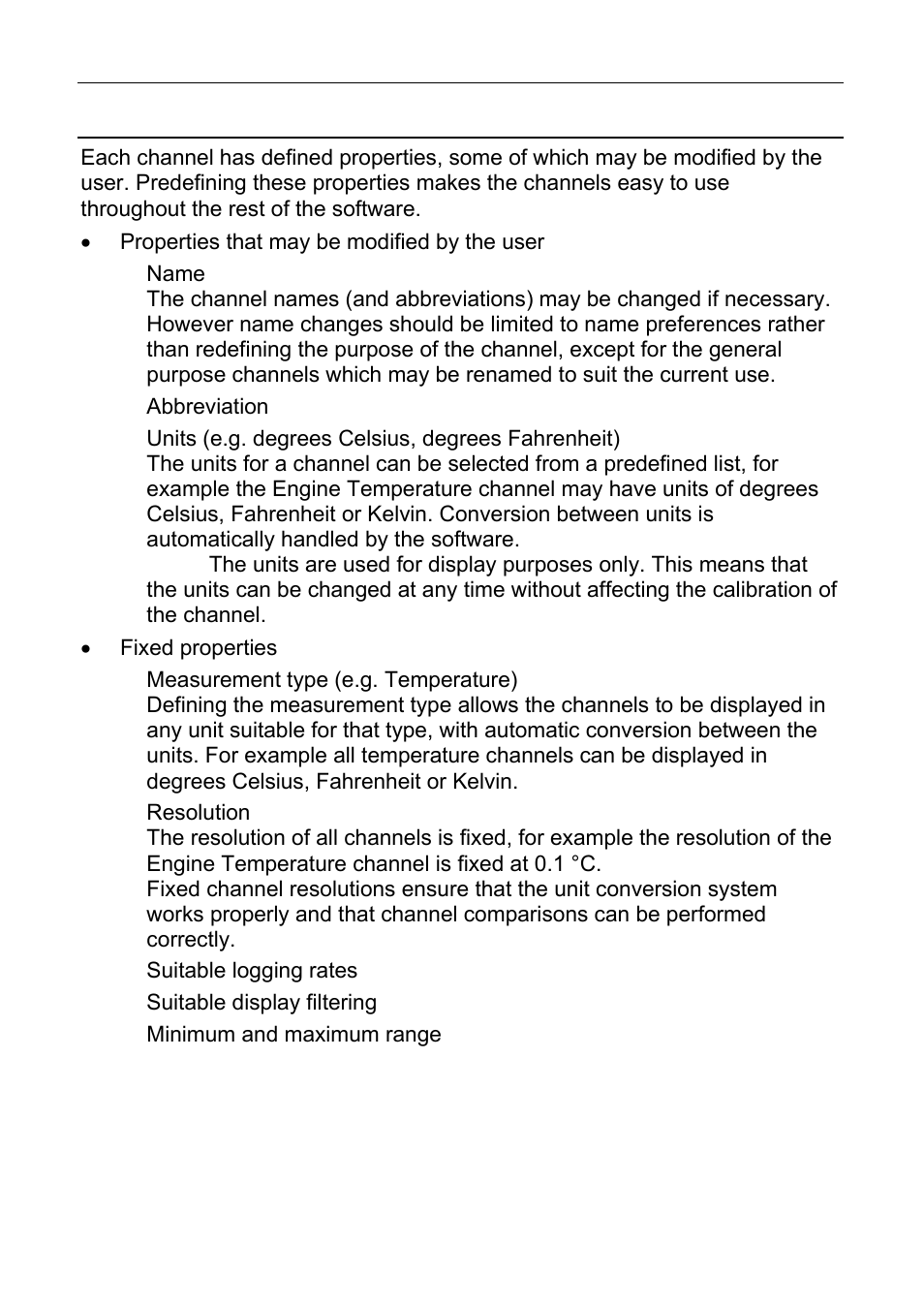 Channel properties, 18 configuration | MoTeC ESDL3 User Manual | Page 22 / 76