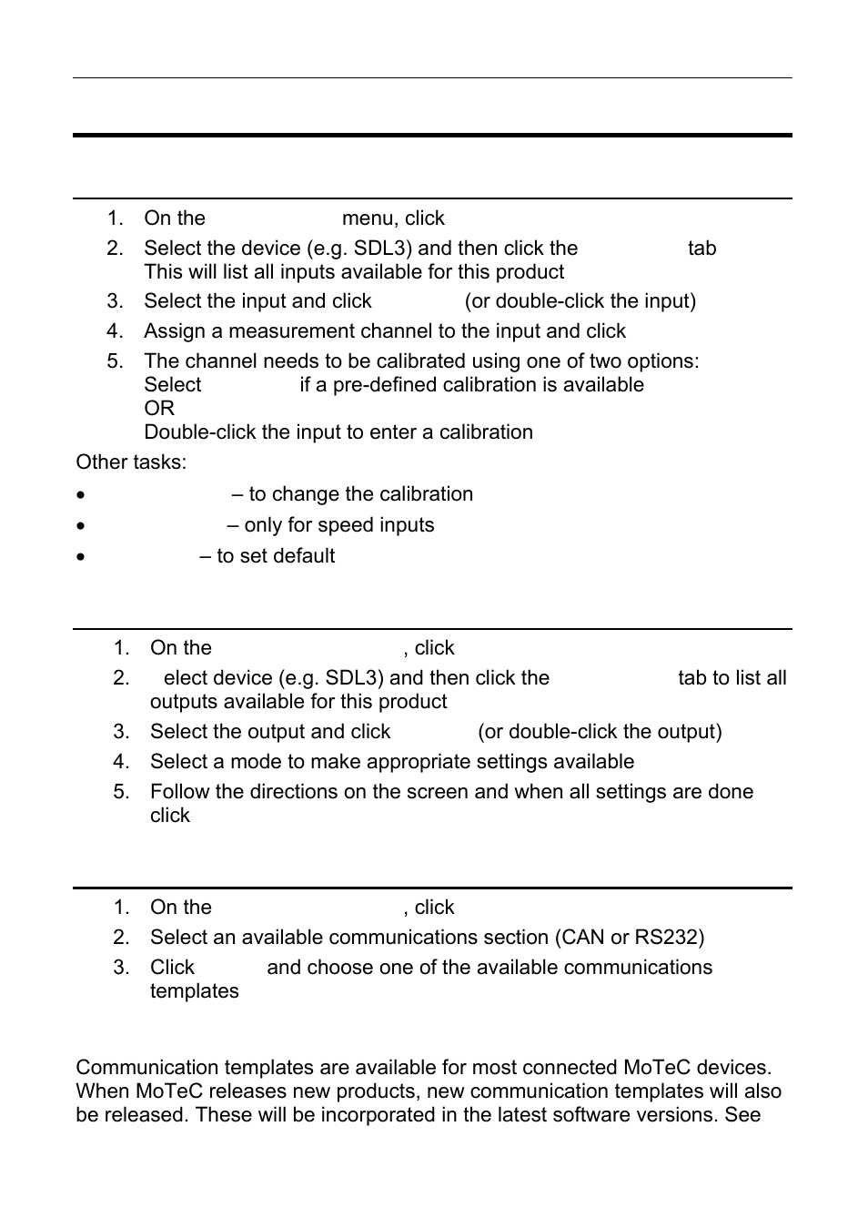 Connections, Configuring inputs, Configuring outputs | Configuring communications | MoTeC ESDL3 User Manual | Page 25 / 76