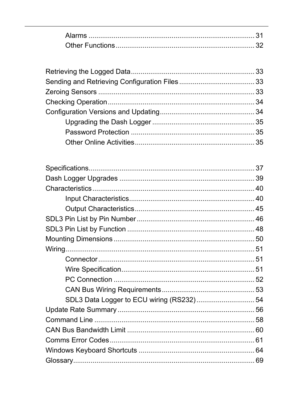 Motec sdl3 user manual, Operation, Appendices | MoTeC ESDL3 User Manual | Page 3 / 76