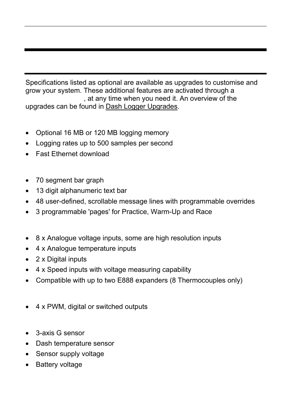 Appendices, Specifications | MoTeC ESDL3 User Manual | Page 41 / 76