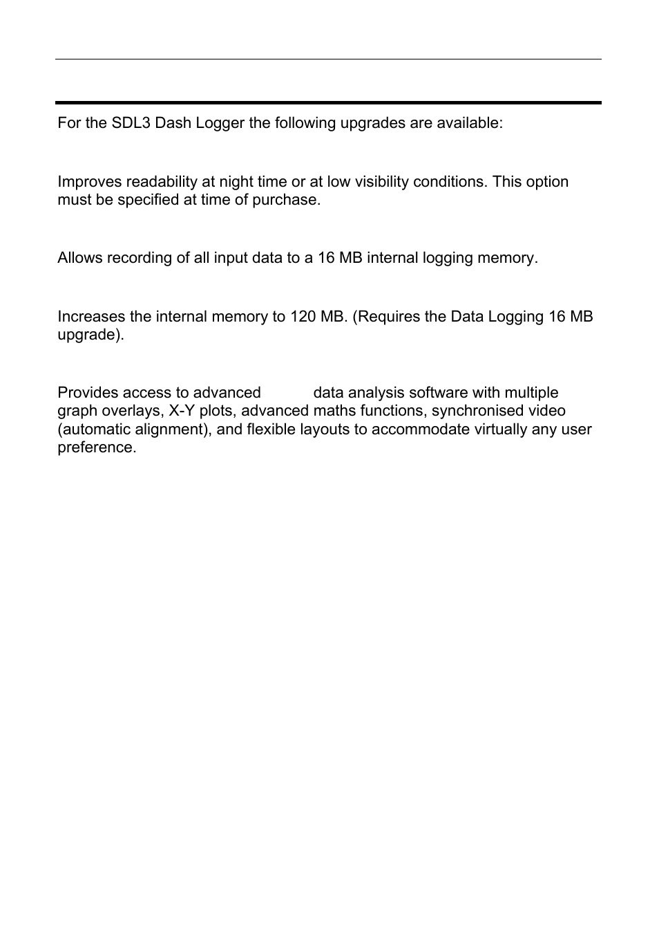 Dash logger upgrades | MoTeC ESDL3 User Manual | Page 43 / 76