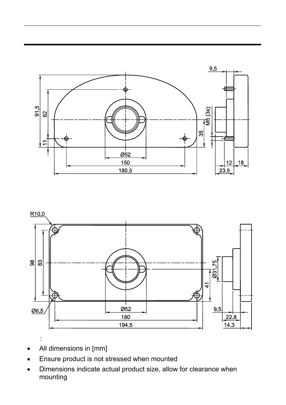 Mounting dimensions | MoTeC ESDL3 User Manual | Page 54 / 76