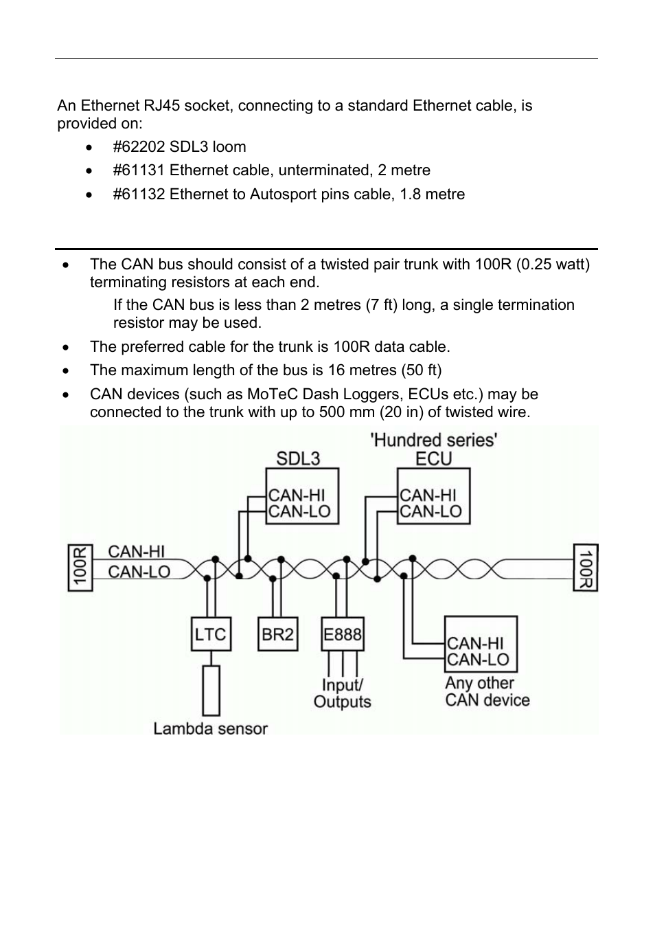 Can bus wiring requirements | MoTeC ESDL3 User Manual | Page 57 / 76