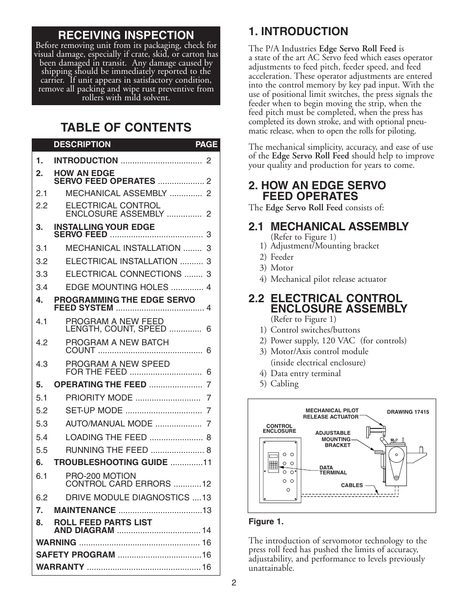 PA Industries Edge Servo Roll Feed SRF-100(for Serial Numbers 7610697 and higher) User Manual | Page 2 / 16