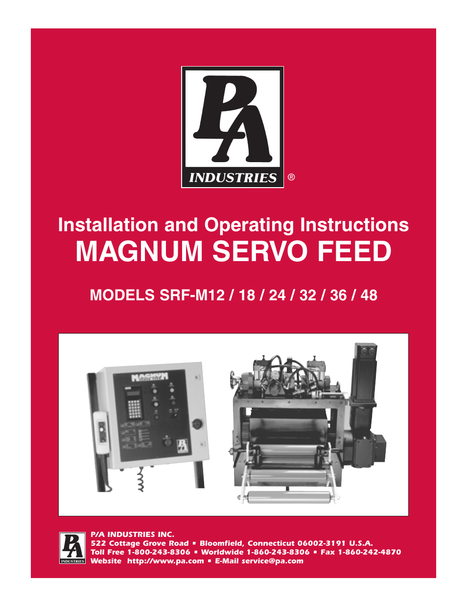 PA Industries Magnum Servo Roll Feed SRF-M12/18/24/32/36/48 - Installation and Operating Instructions User Manual | 20 pages