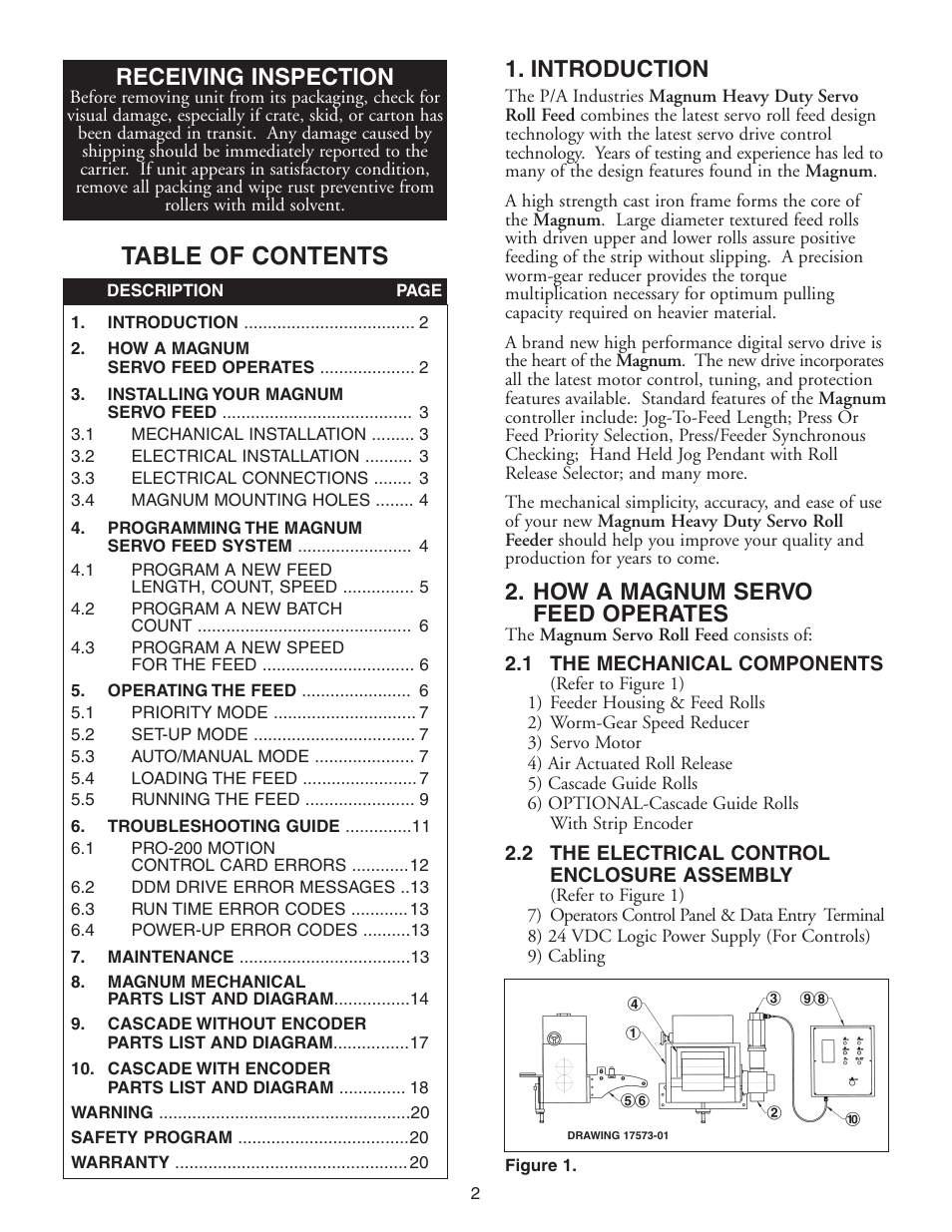 PA Industries Magnum Servo Roll Feed SRF-M12/18/24/32/36/48 - Installation and Operating Instructions User Manual | Page 2 / 20