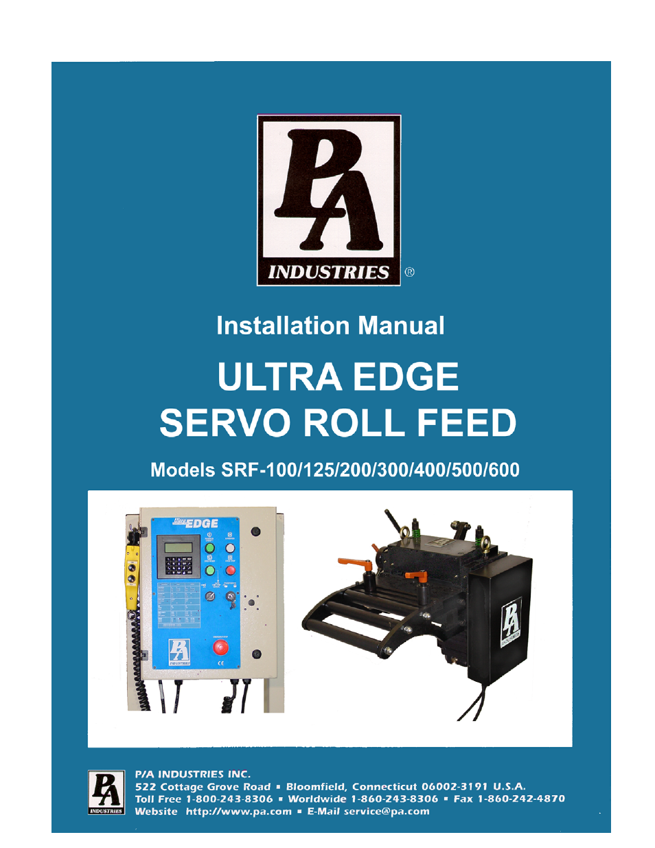 PA Industries Edge Servo Roll Feed SRF-100/125/200/300/400/500/600 - Installation Manual User Manual | 19 pages