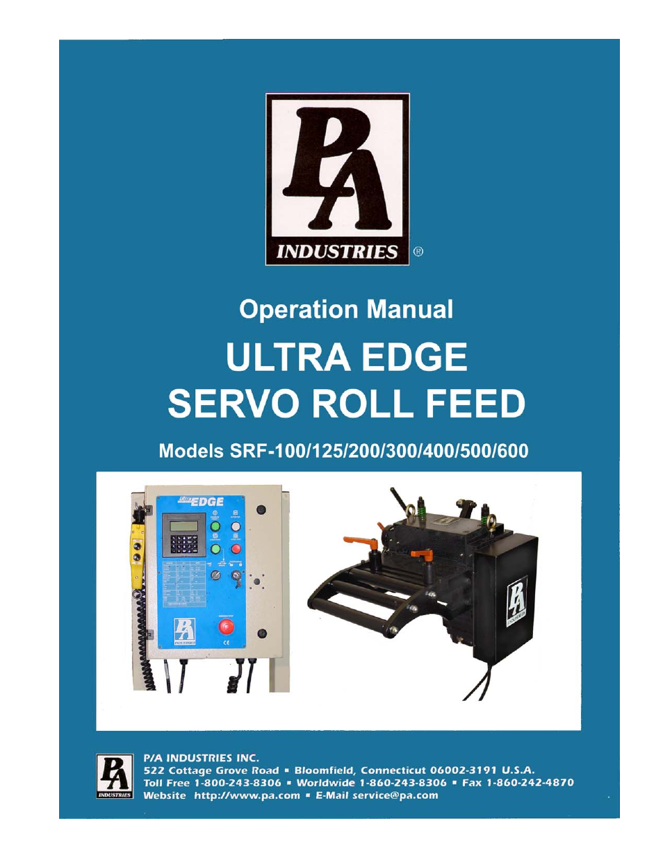 PA Industries Edge Servo Roll Feed SRF-100/125/200/300/400/500/600 - Operation Manual User Manual | 34 pages