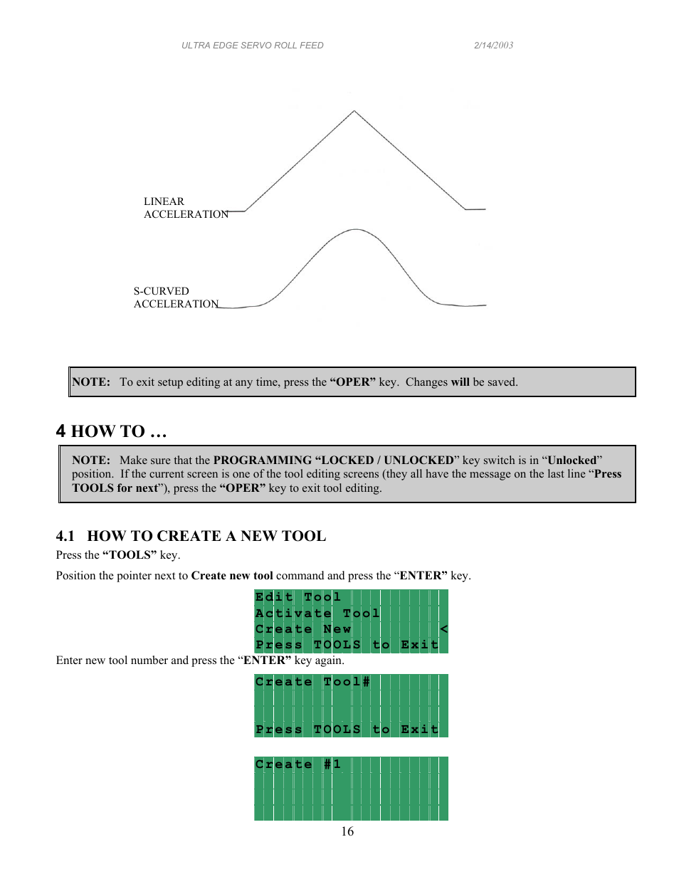 4 how to, 1 how to create a new tool | PA Industries Edge Servo Roll Feed SRF-100/125/200/300/400/500/600 - Operation Manual User Manual | Page 16 / 34