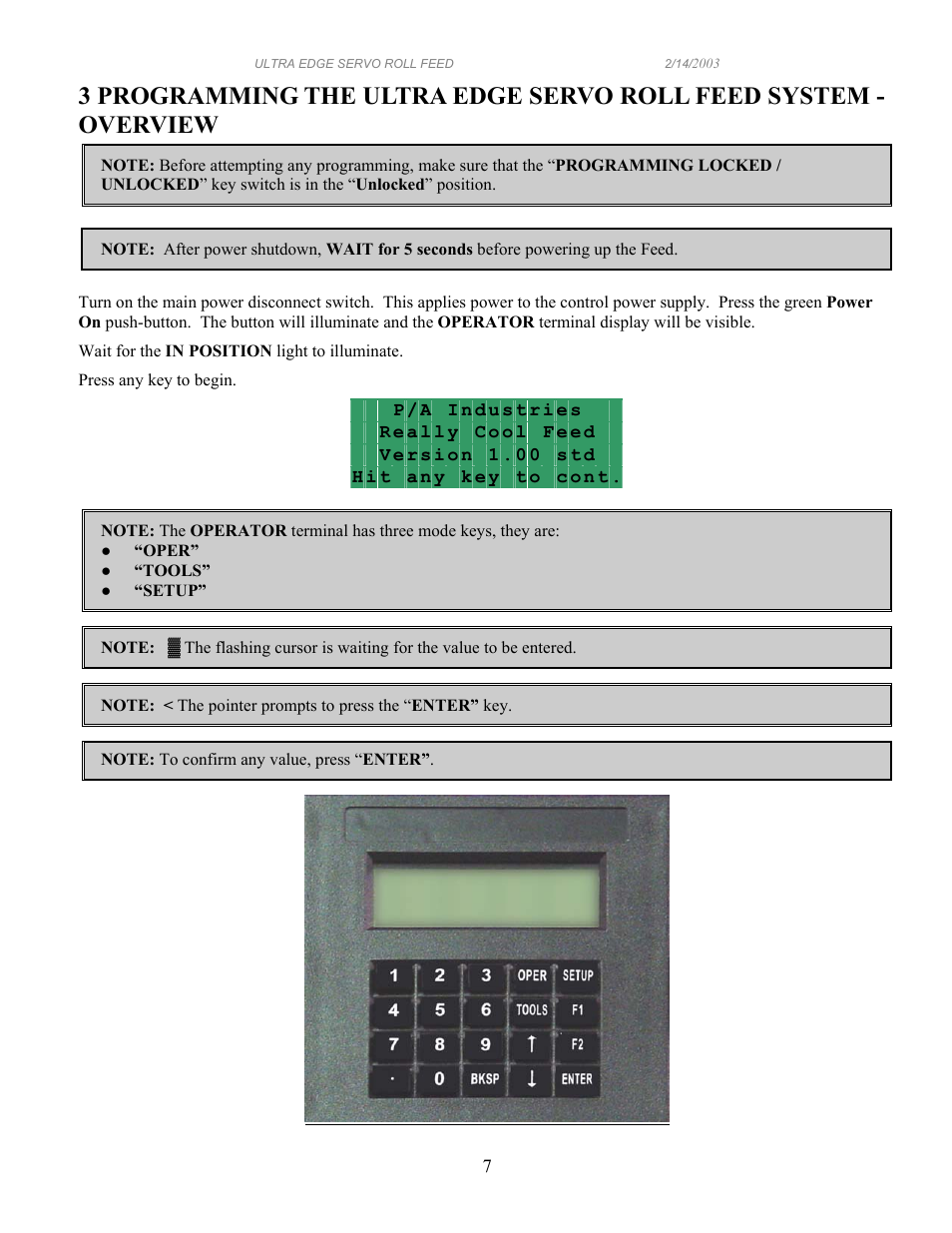 PA Industries Edge Servo Roll Feed SRF-100/125/200/300/400/500/600 - Operation Manual User Manual | Page 7 / 34