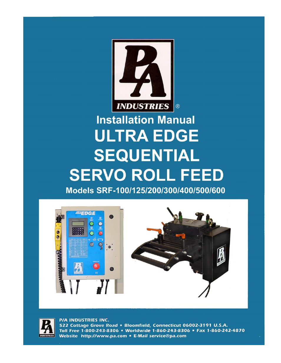 PA Industries Edge Sequential Servo Roll Feed SRF-100/125/200/300/400/500/600 - Installation Manual User Manual | 15 pages