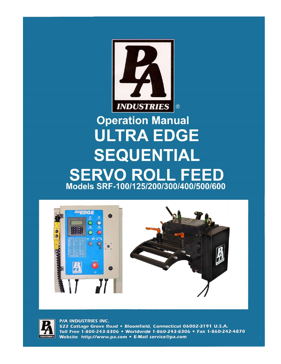 PA Industries Edge Sequential Servo Roll Feed SRF-100/125/200/300/400/500/600 - Operation Manual User Manual | 28 pages