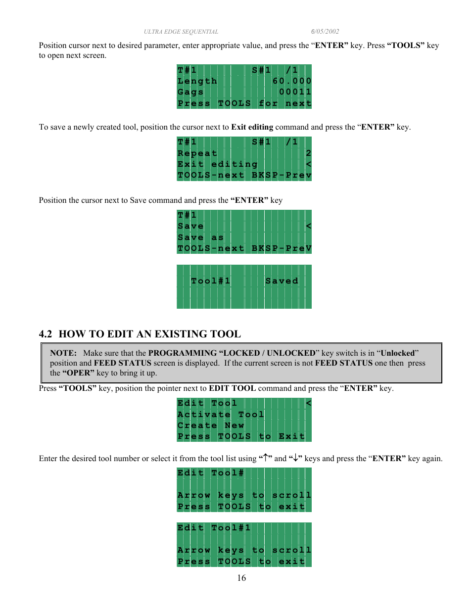 2 how to edit an existing tool | PA Industries Edge Sequential Servo Roll Feed SRF-100/125/200/300/400/500/600 - Operation Manual User Manual | Page 16 / 28