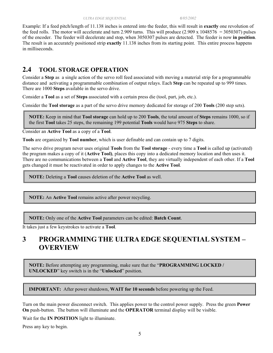 PA Industries Edge Sequential Servo Roll Feed SRF-100/125/200/300/400/500/600 - Operation Manual User Manual | Page 5 / 28