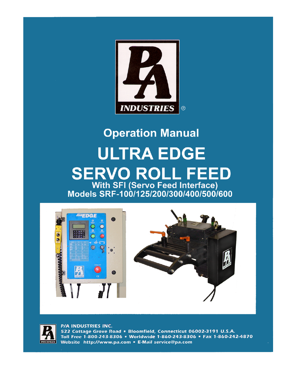 PA Industries Edge Servo Roll Feed with SFI SRF-100/125/200/300/400/500/600 User Manual | 16 pages