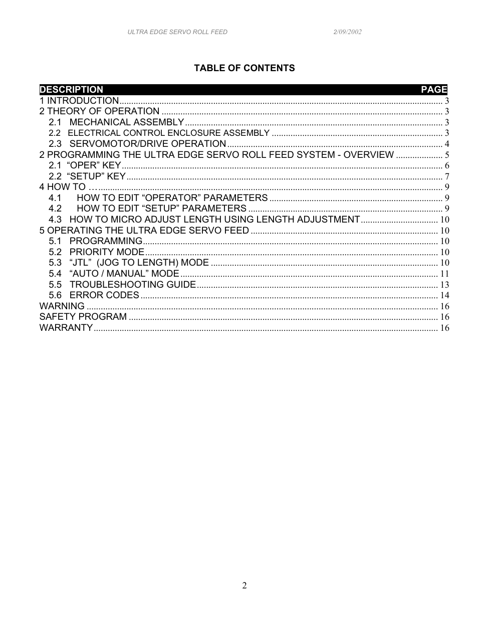 PA Industries Edge Servo Roll Feed with SFI SRF-100/125/200/300/400/500/600 User Manual | Page 2 / 16